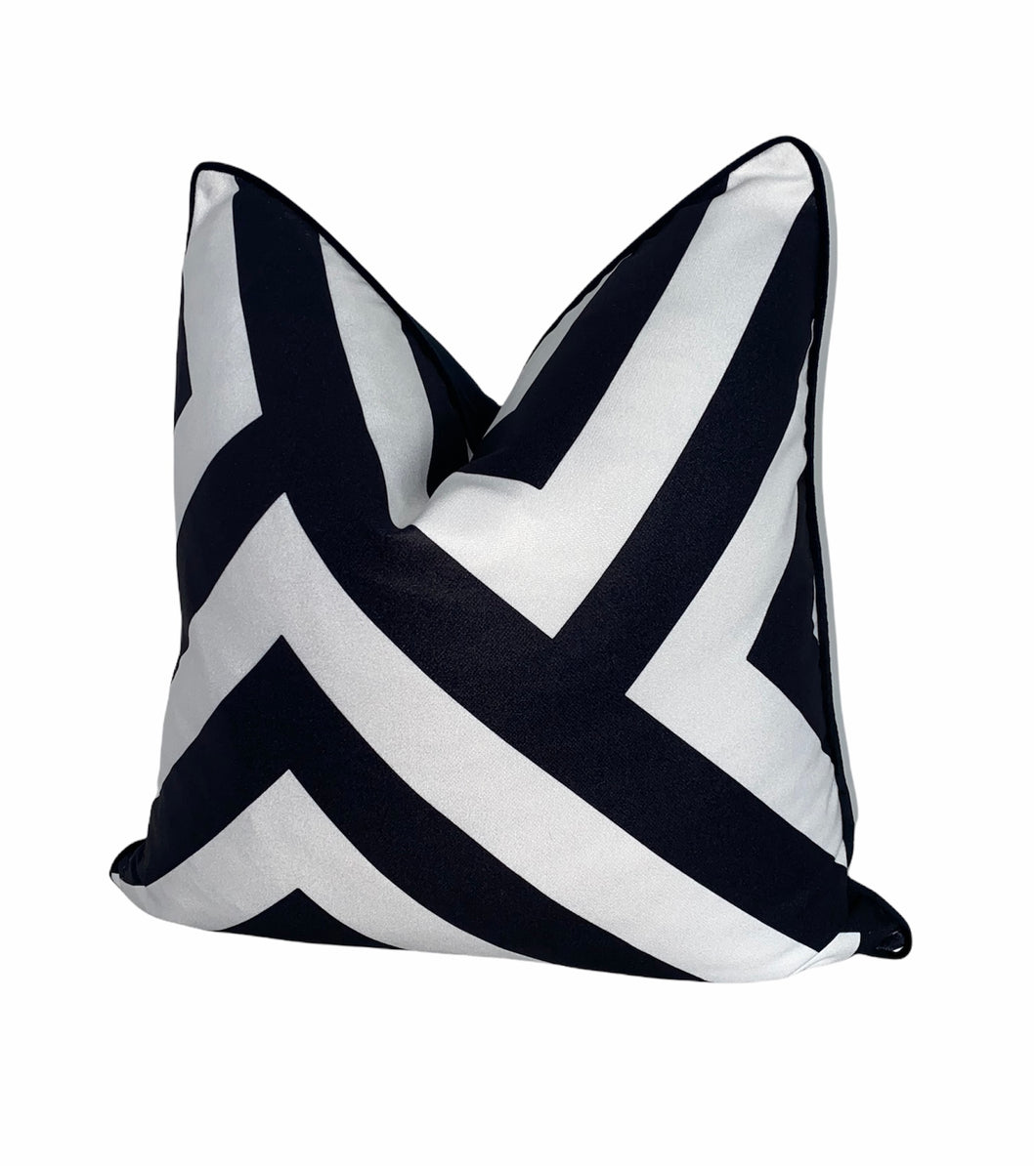 Geometric Black & White Cushion SKU 97532356 | Pillow Monochrome Velvet