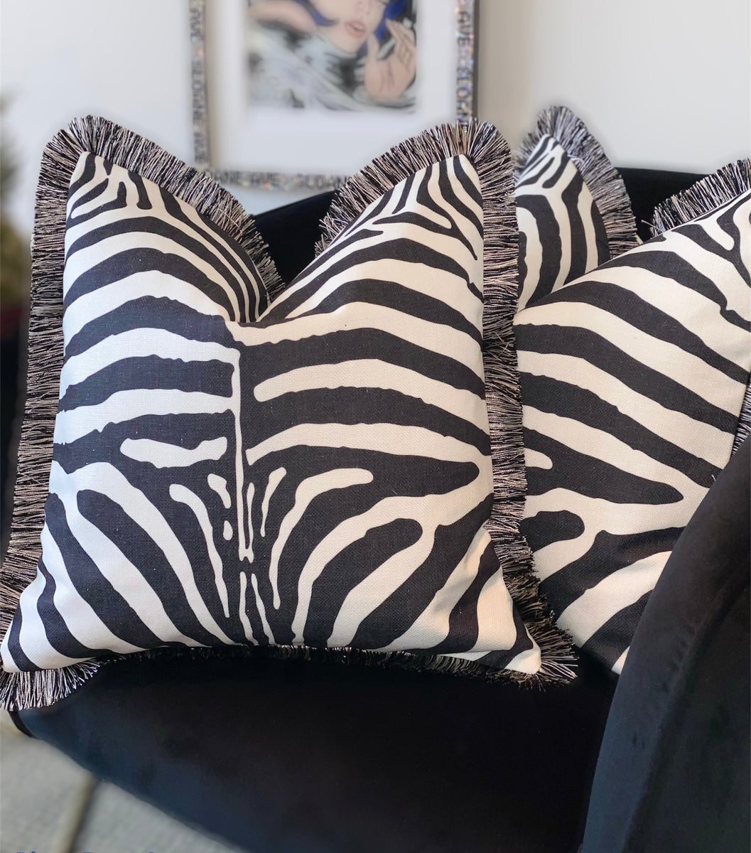 Zebra Print Cushion SKU 66534509 Pillow Animal Print Black and
