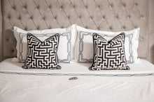 Load image into Gallery viewer, Black &amp; White Labyrinth Cushion SKU 45677355 | OUT OF STOCK till November ! Geometric Pillow Monochrome Velvet
