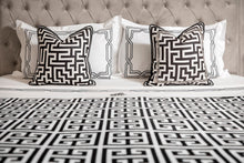 Load image into Gallery viewer, Greek Key Fleece Blanket SKU 52682924 | Geometric Black and White Throw Monochrome

