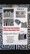 Load and play video in Gallery viewer, Black &amp; White Labyrinth Cushion SKU 45677355 | OUT OF STOCK till November ! Geometric Pillow Monochrome Velvet
