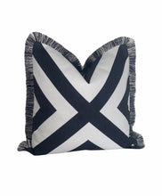 Load image into Gallery viewer, X Cross Black &amp; White Cushion SKU 25986572 | Geometric Monochrome Pillow Fringe
