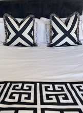 Load image into Gallery viewer, X Cross Black &amp; White Cushion SKU 25986572 | Geometric Monochrome Pillow Fringe
