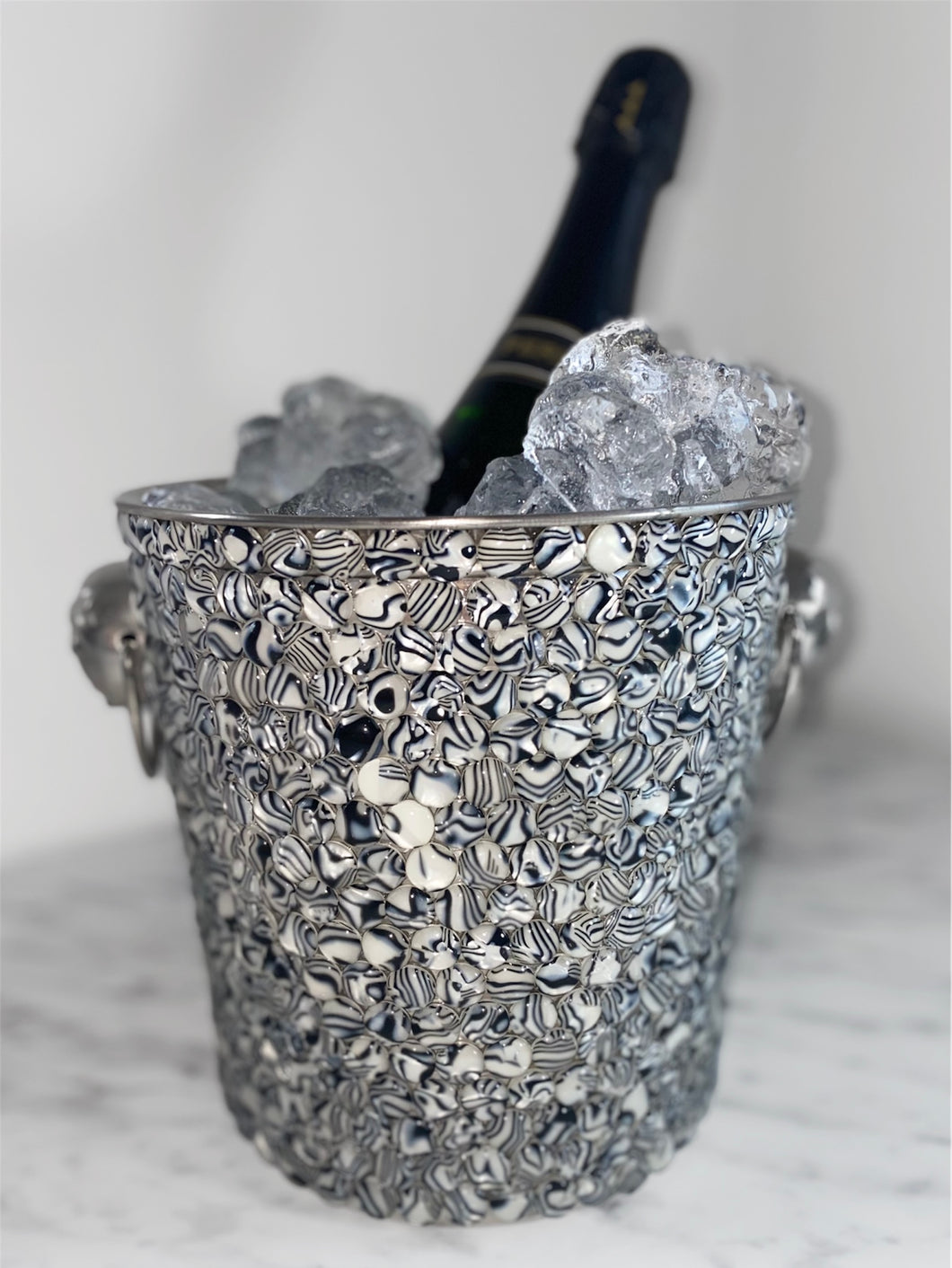 Silber Strass Perlen Kristalle Faux Diamante Diamanten Champagner Eiskübel Getränke Kühler Edelstahl