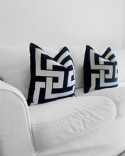 Load image into Gallery viewer, Hourglass Black &amp; White Cushion SKU 96531256 | Geometric Pillow Monochrome Velvet
