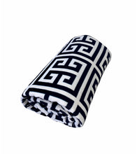 Load image into Gallery viewer, Greek Key Fleece Blanket SKU 52682924 | Geometric Black and White Throw Monochrome
