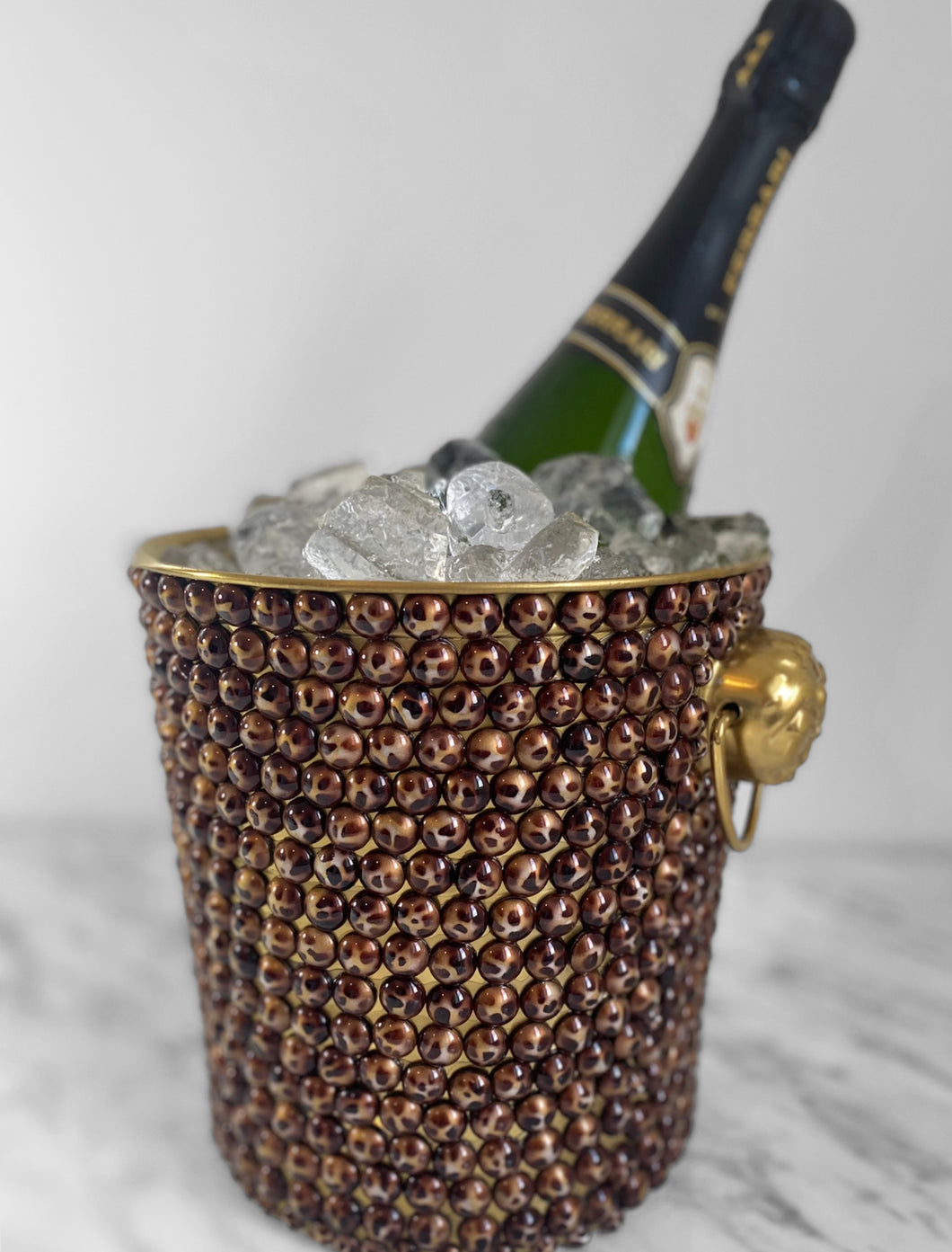 Leopard Print Gold Ice Bucket Animal Print Embellished