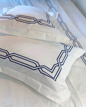 Charger l&#39;image dans la galerie, Ensemble de literie linge de lit 100% coton hôtel de luxe marine broderie bordure cordon rangée 200TC ourlet
