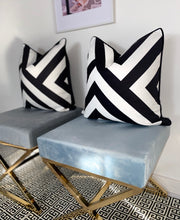 Load image into Gallery viewer, Geometric Black &amp; White Cushion SKU 97532356 | Pillow Monochrome Velvet
