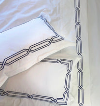 Charger l&#39;image dans la galerie, Ensemble de literie linge de lit 100% coton hôtel de luxe marine broderie bordure cordon rangée 200TC ourlet
