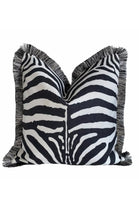 Load image into Gallery viewer, Zebra Print Cushion SKU 66534509 | Pillow Animal Print Black and White Fringe Monochrome
