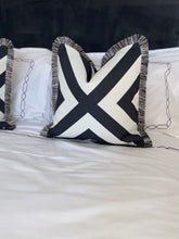 Load image into Gallery viewer, X Cross Black &amp; White Cushion SKU 25986572 | Geometric Monochrome Pillow Fringe
