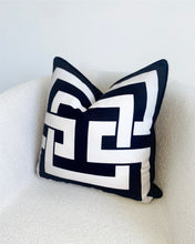 Load image into Gallery viewer, Hourglass Black &amp; White Cushion SKU 96531256 | Geometric Pillow Monochrome Velvet
