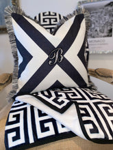 Load image into Gallery viewer, Greek Key Fleece Blanket SKU 52682924 | Geometric Black and White Throw Monochrome
